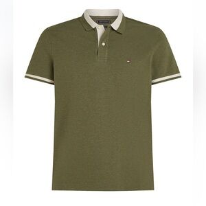 Tommy Hilfiger Contrast Collar Block Regular Polo Shirt Medium Green NWT